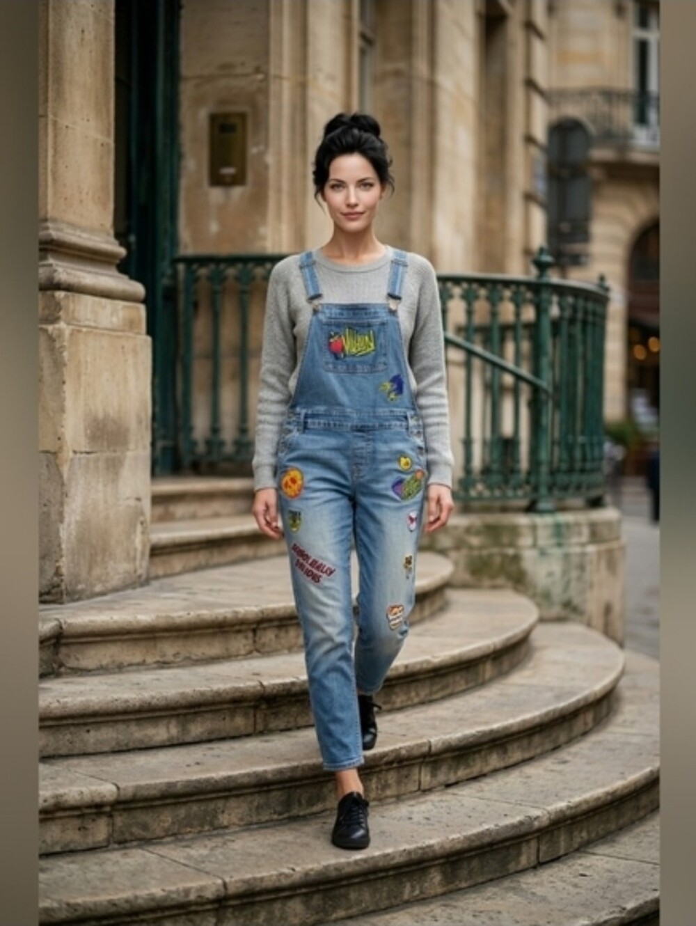 Disney Villains Denim Overalls Size 14 Embroidered Evil Queen Distressed Denim